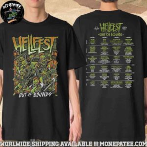 Hellfest 2025 Out Of Bounds Exclusive Tee In Clisson France On 19-22 June Warzone Lineup Merchandise Two Sides T-Shirt