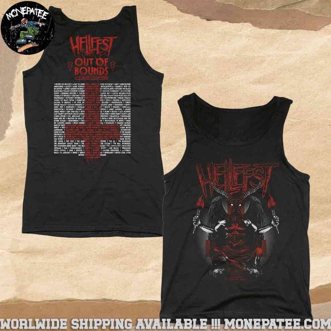 Hellfest 2025 Out Of Bounds In Clisson France On 19-22 June Goat Lineup Merchandise Tank Top T-Shirt Hellfest 2025 Out Of Bounds In Clisson France On 19-22 June Goat Lineup Merchandise Tank Top T-Shirt