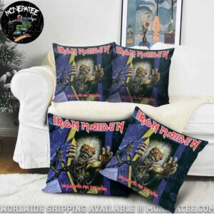 Iron Maiden Album No Prayer For The Dying Throw Pillow Cover for Sofa Couch or Bedroom Decor