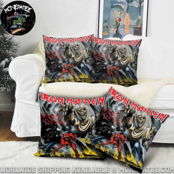 Iron Maiden Album The Number Of The Beast Throw Pillow Cover for Sofa Couch or Bedroom Decor