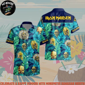 Iron Maiden Jungle Skulls Epic Summer Hawaiian Shirt And Beach Short
