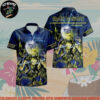 Iron Maiden Monochrome Hibiscus Summer Hawaiian Shirt And Beach Short