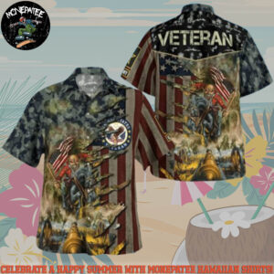 Iron Maiden Patriotic Veteran American Pride Summer Hawaiian Shirt And Beach Short