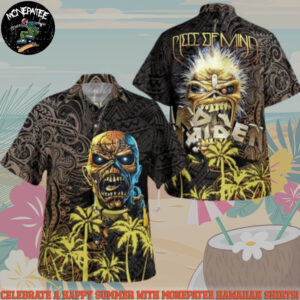 Iron Maiden Piece of Mind 1983 Summer Hawaiian Shirt And Beach Short
