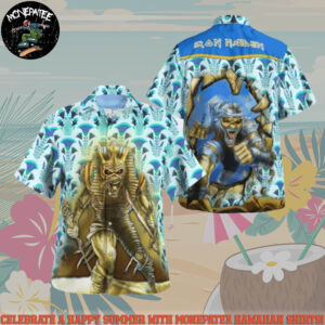 Iron Maiden Powerslave 1984 Breakthrough Summer Hawaiian Shirt And Beach Short