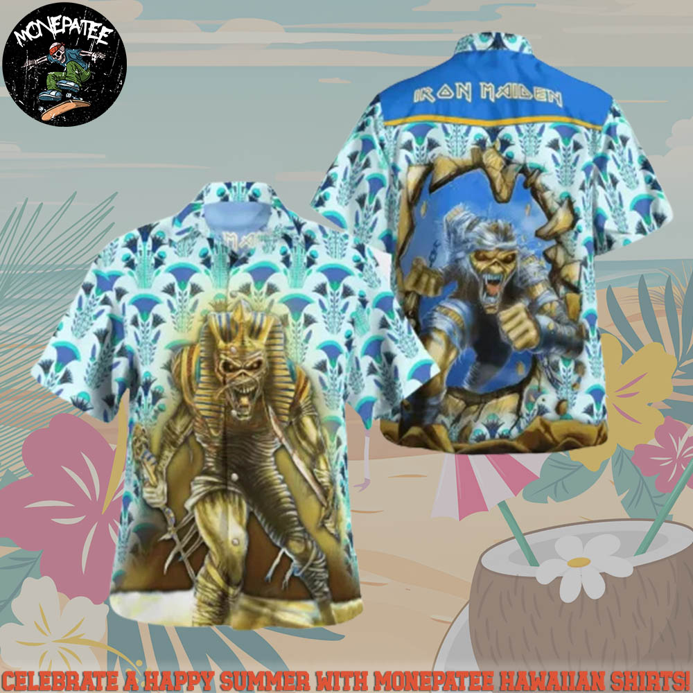 Iron Maiden Powerslave 1984 Breakthrough Summer Hawaiian Shirt And Beach Short Iron Maiden Powerslave 1984 Breakthrough Summer Hawaiian Shirt And Beach Short