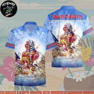 Iron Maiden Somewhere in Time 1986 Summer Hawaiian Shirt And Beach Short