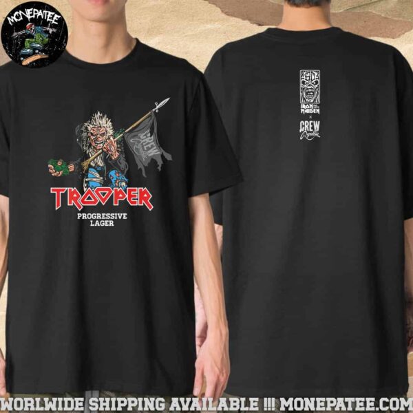Iron Maiden X Crew Republic Trooper Progressive Lager X Eddie And Our Crew Hop Grenade Merchandise T-Shirt