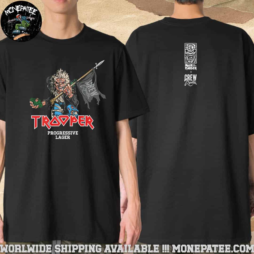 Iron Maiden X Crew Republic Trooper Progressive Lager X Eddie And Our Crew Hop Grenade Merchandise T-Shirt Iron Maiden X Crew Republic Trooper Progressive Lager X Eddie And Our Crew Hop Grenade Merchandise T-Shirt