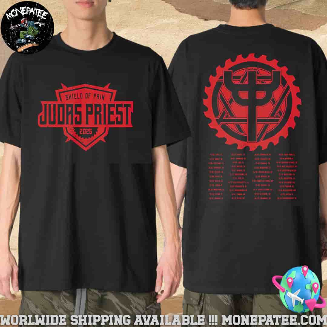 Judas Priest The Shield of Pain Tour 2025 Merchandise Two Sided Unisex T-Shirt Judas Priest The Shield of Pain Tour 2025 Merchandise Two Sided Unisex T-Shirt