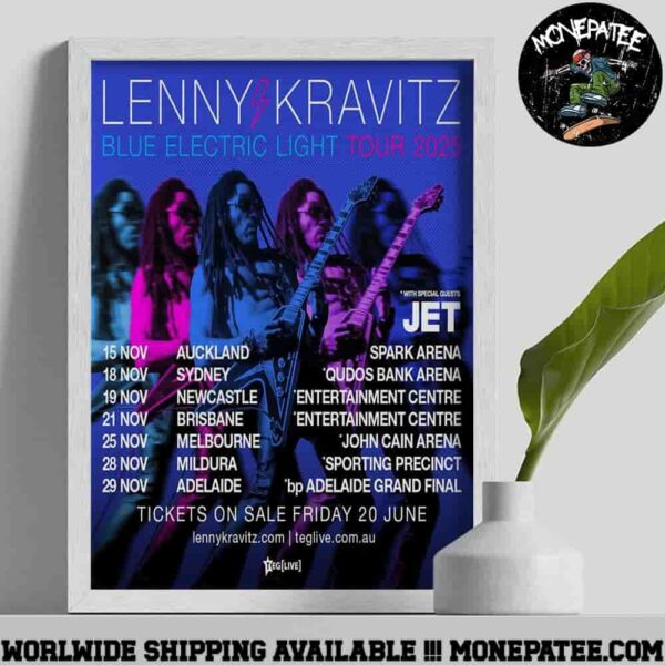 Lenny Kravitz Blue Electric Light Tour Australia Dates List 2025 Home Decor Poster Canvas