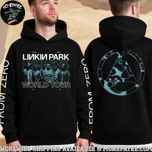 Linkin Park From Zero World Tour 2025 Teal Band Photo Pull Over Hoodie Shirt Merchandise