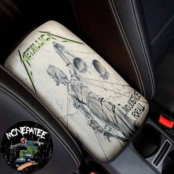 Metallica And Justice for All Console Armrest Cover Premium Car Accessory for Music Lovers
