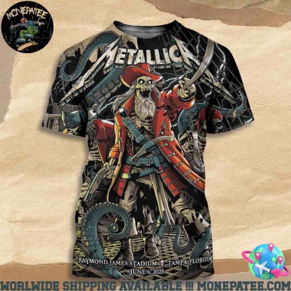 Metallica Exclusive Poster Night 1 M72 Tampa In Tampa FL On June 6 2025 At Raymond James Stadium All Over Print T-Shirt