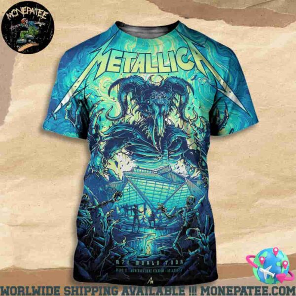 Metallica M72 Atlanta Dan Mumford’s Exclusive Pop-Up Shop Poster For Show In Atlanta Georgia At Mercedes-Benz Stadium On June 3 2025 The Beast Awakens Art Work All Over Print Shirt