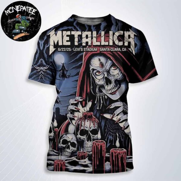 Metallica M72 Santa Clara Night 2 Sanctum of Skulls Exclusive All Over Print Shirt June 22 2025 at Levis Stadium Concert Tee