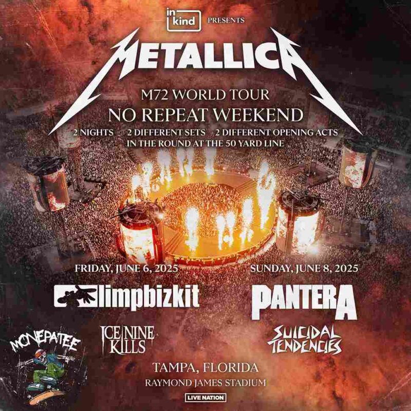 Metallica M72 Tampa, Florida, June 6 8, 2025 at Raymond James Stadium Setlists, Tickets, Merch & Fan Events