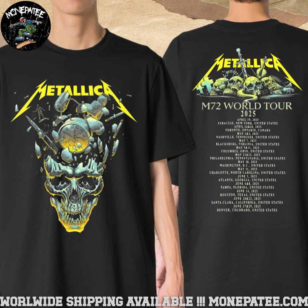 Metallica M72 World Tour 2025 Timebomb Skull Levis Inferno Tour Tee Dates List Merchandise Unisex T-Shirt Metallica M72 World Tour 2025 Timebomb Skull Levis Inferno Tour Tee Dates List Merchandise Unisex T-Shirt