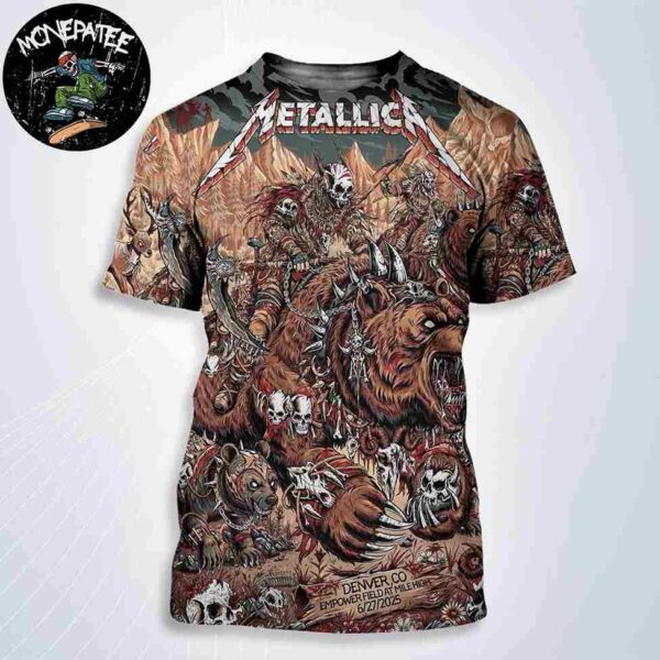 Metallica M72 World Tour Night 1 In Denver Colorado At Empower Field At Mile High June 27 2025 Bear The Apocalypse All Over Print Shirt
