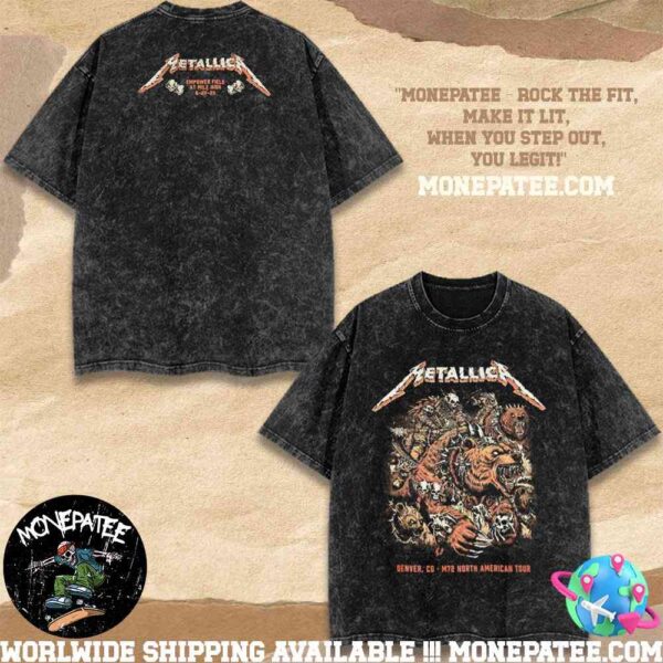 Metallica M72 World Tour Washed Tee Night 1 In Denver Colorado At Empower Field At Mile High June 27 2025 Bear The Apocalypse Exclusive Shirt