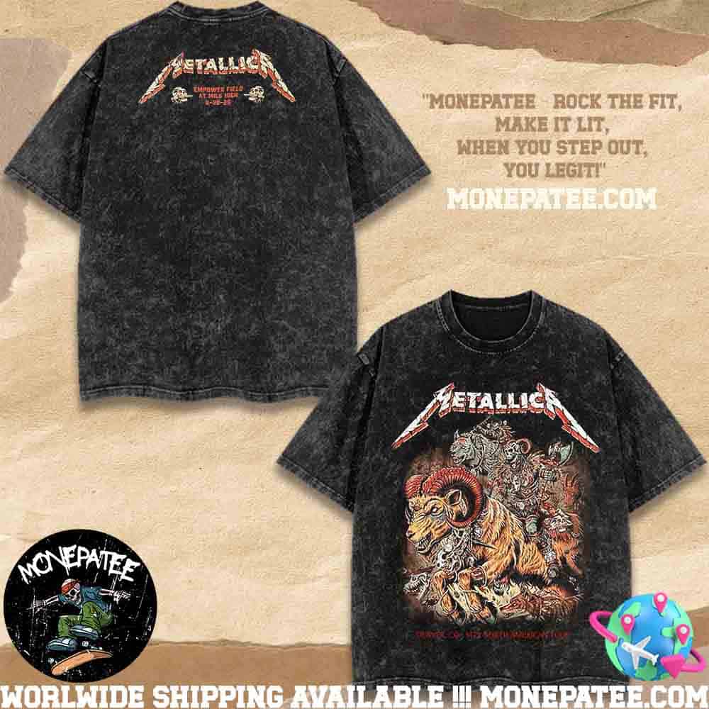 Metallica M72 World Tour Washed Tee Night 2 In Denver Colorado At Empower Field At Mile High June 29 2025 Metal Ram's Wrath Shirt Metallica M72 World Tour Washed Tee Night 2 In Denver Colorado At Empower Field At Mile High June 29 2025 Metal Ram's Wrath Shirt