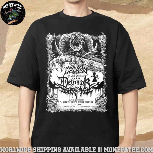 Metalocalypse Dethklok Concert Poster In London On June 21 2025 At O2 Shepherd Bush Empire Merchandise Unisex T-Shirt