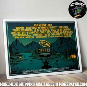 Outlaw Music Festival Tour 2025 10th Anniversary Tour Poster Blackbird Presents Decorative Canvas