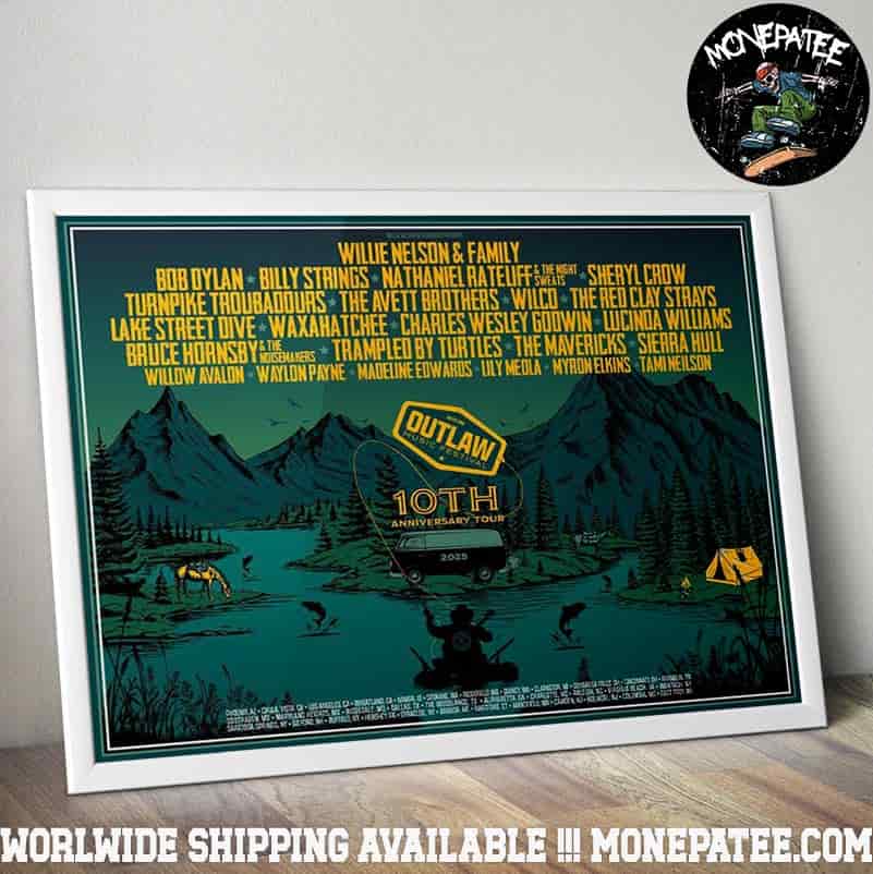 Outlaw Music Festival Tour 2025 10th Anniversary Tour Poster Blackbird Presents Decorative Canvas Outlaw Music Festival Tour 2025 10th Anniversary Tour Poster Blackbird Presents Decorative Canvas