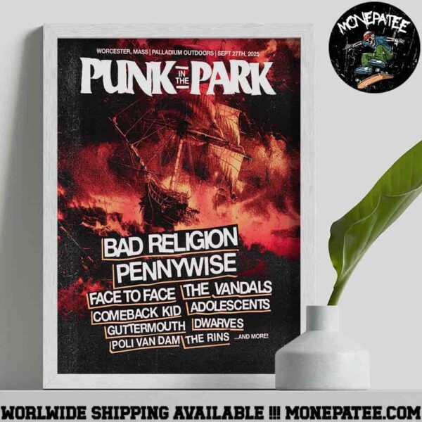 Punk In The Park Boston Worcester 2025 Concert Art Lineup at Palladium Outdoors September 27 Decorative Poster Canvas