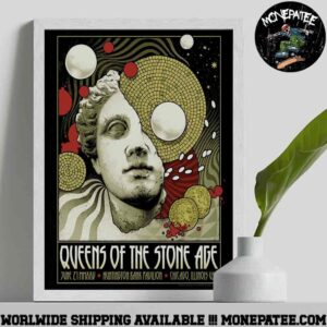 Queens Of The Stone Age Concert Poster For Chicagi Illinois USA On June 21 2025 At Huntington Bank Pavillion Decorative Poster Canvas