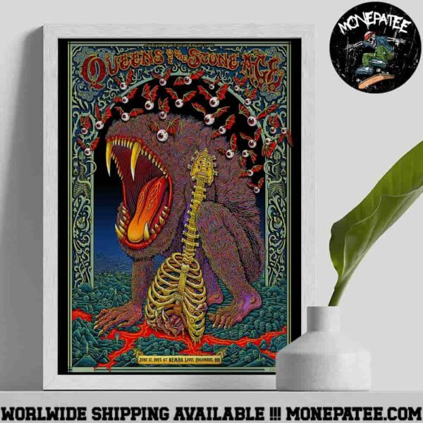 Queens Of The Stone Age Poster For Show In Columbus OH At Kemba Live On June 17 2025 Decorative Poster Canvas