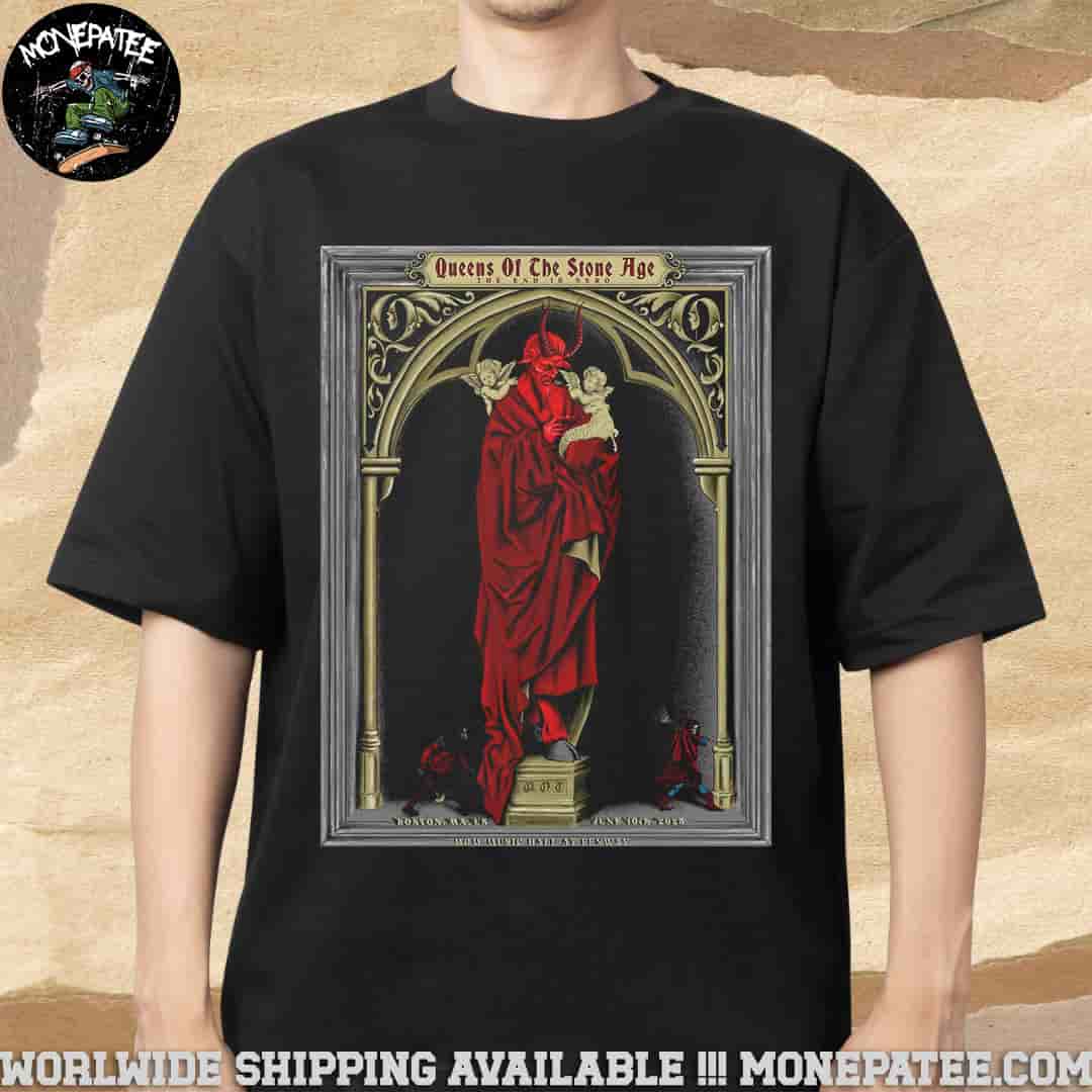 Queens Of The Stone Age The End Is Nero Conert Poster In Boston MA On June 10 2025 At MGM Music Hall At Fenway Merchandise Unisex T-Shirt Queens Of The Stone Age The End Is Nero Conert Poster In Boston MA On June 10 2025 At MGM Music Hall At Fenway Merchandise Unisex T-Shirt