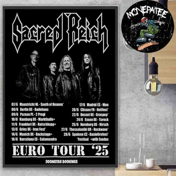 Sacred Reich Euro Summer Tour Date List 2025 Start In Maastricht NL On June 7 Home Decor Poster Canvas