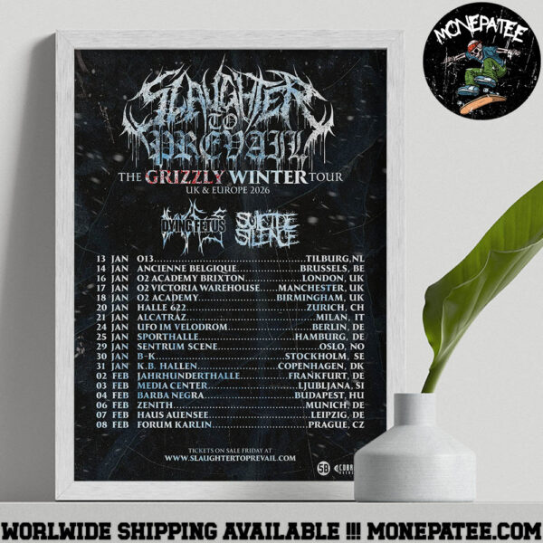 Slaughter To Prevail The Grizzly Winter Tour Dates List 2026 Home Decor Poster Canvas