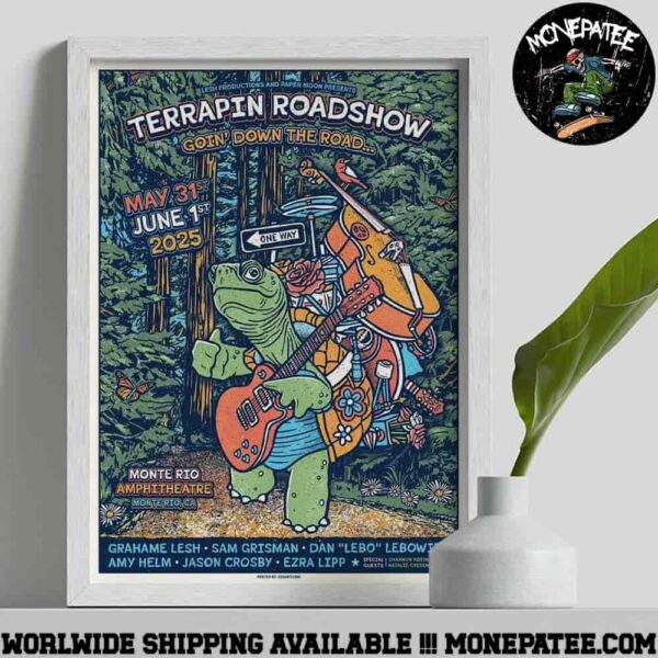 Terrapin Roadshow 2025 Goin Down The Road On May 31 June 1 2025 At Monte Rio Amphitheatre In Monterio CA Decorative Poster Canvas