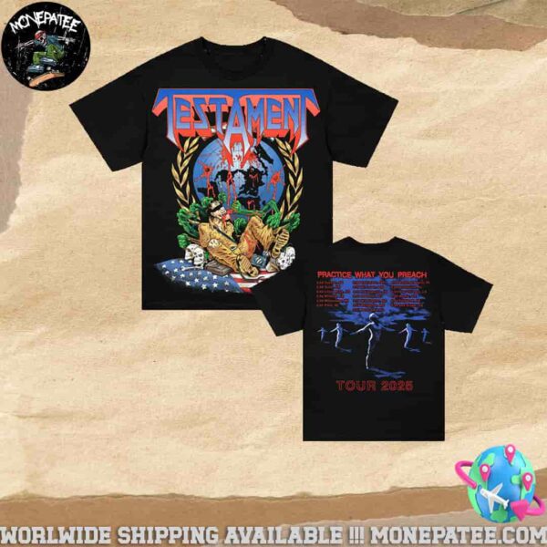 Testament Perilous Nation 2025 Tour Merch Two Sided Unisex T-Shirt