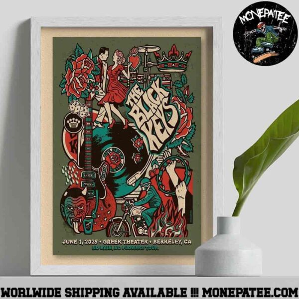 The Black Keys Poster For Show In Berkeley CA At Greek Theater On June 1 2025 No Rain No Flowers Tour Decorative Poster Canvas