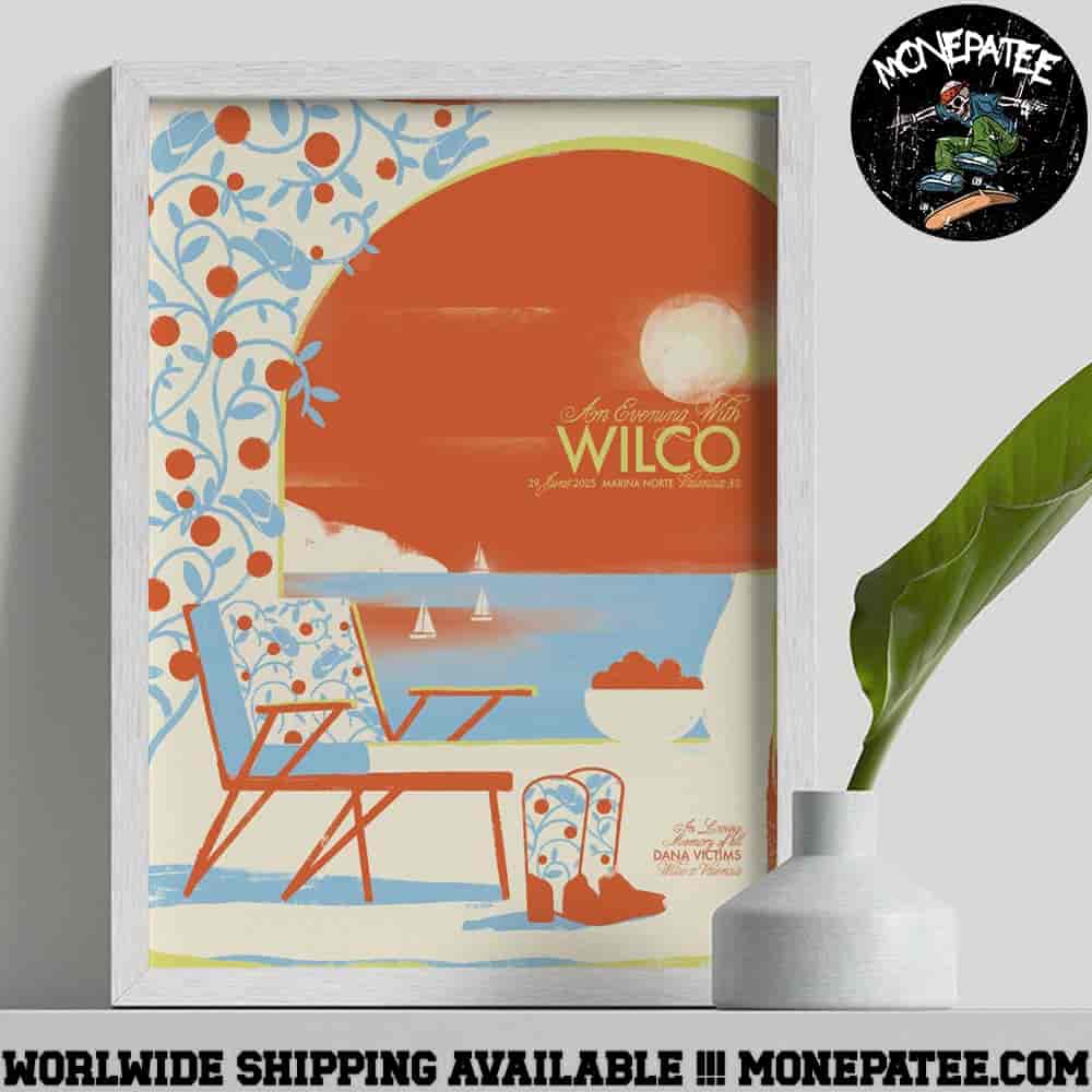 Wilco Band Artwork Valencia ES On June 29 2025 Live At Marina Norte Decorative Poster Canvas Wilco Band Artwork Valencia ES On June 29 2025 Live At Marina Norte Decorative Poster Canvas