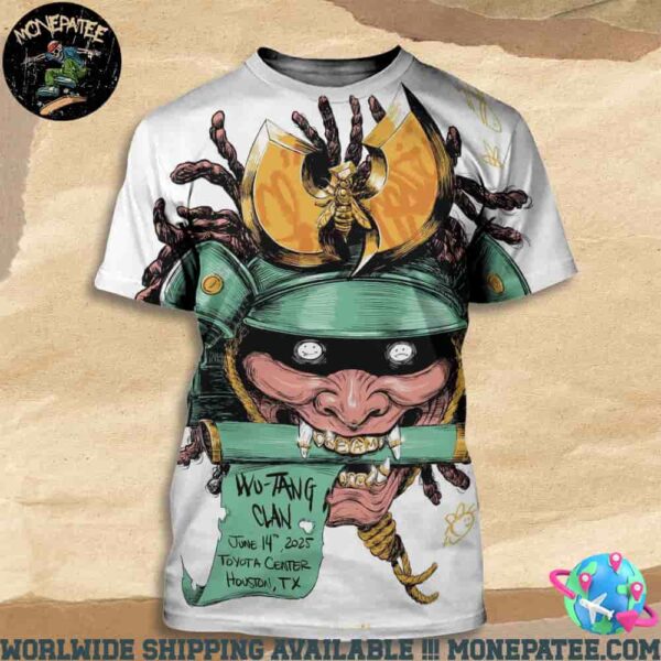 Wu-tang Clan Exclusive Venue Concert Poster In Houston TX On June 14 2025 At Toyota Center All Over Print T-Shirt