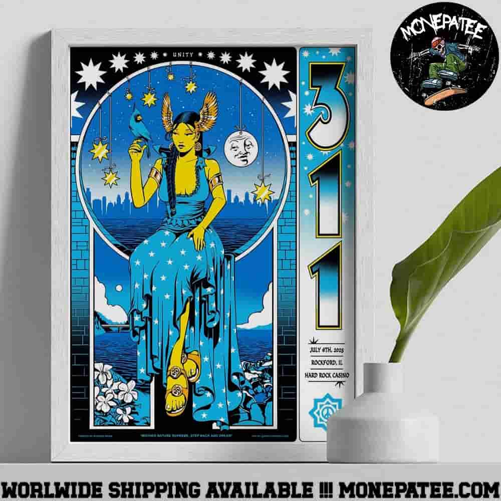 311 Band Rockford IL Unity Tour 2025 Event Poster At Hard Rock Casino On Jul 6 Decorative Poster Canvas 311 Band Rockford IL Unity Tour 2025 Event Poster At Hard Rock Casino On Jul 6 Decorative Poster Canvas