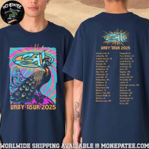 311 Band Unity Tour 2025 Exclusive Tee Peacock Artwork Dates List Two Sided T-Shirt