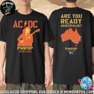 AC/DC Are You Ready PWR UP World Tour 2025 Australia Map Merchandise Two Sided Unisex T-Shirt