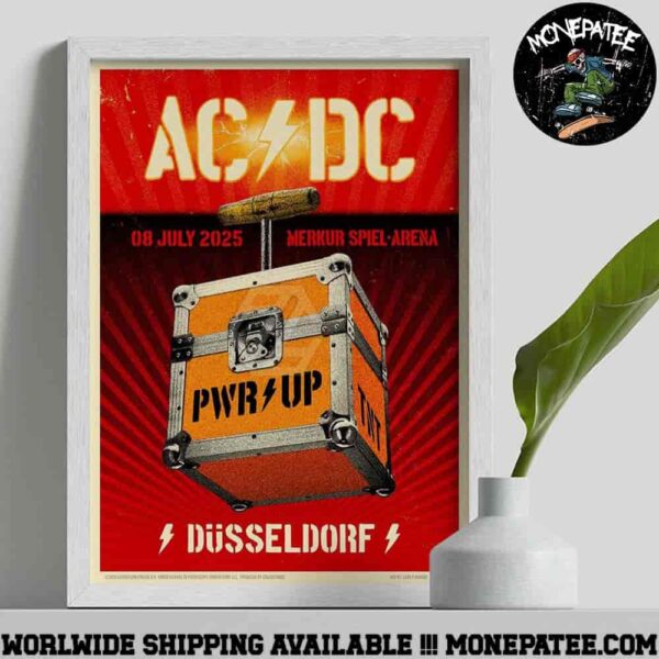 ACDC Dusseldorf 2025 Poster PWR Up Tour At Merkur Spiel-Arena Arena On July 8 The Tnt Trigger Artwork Poster Canvas