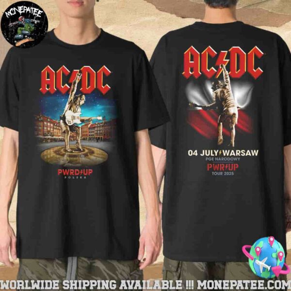 AC/DC PWR UP World Tour 2025 Venue Tee In Warsaw At PGE Narodowy On July 4 Merchandise Two Sided Unisex T-Shirt