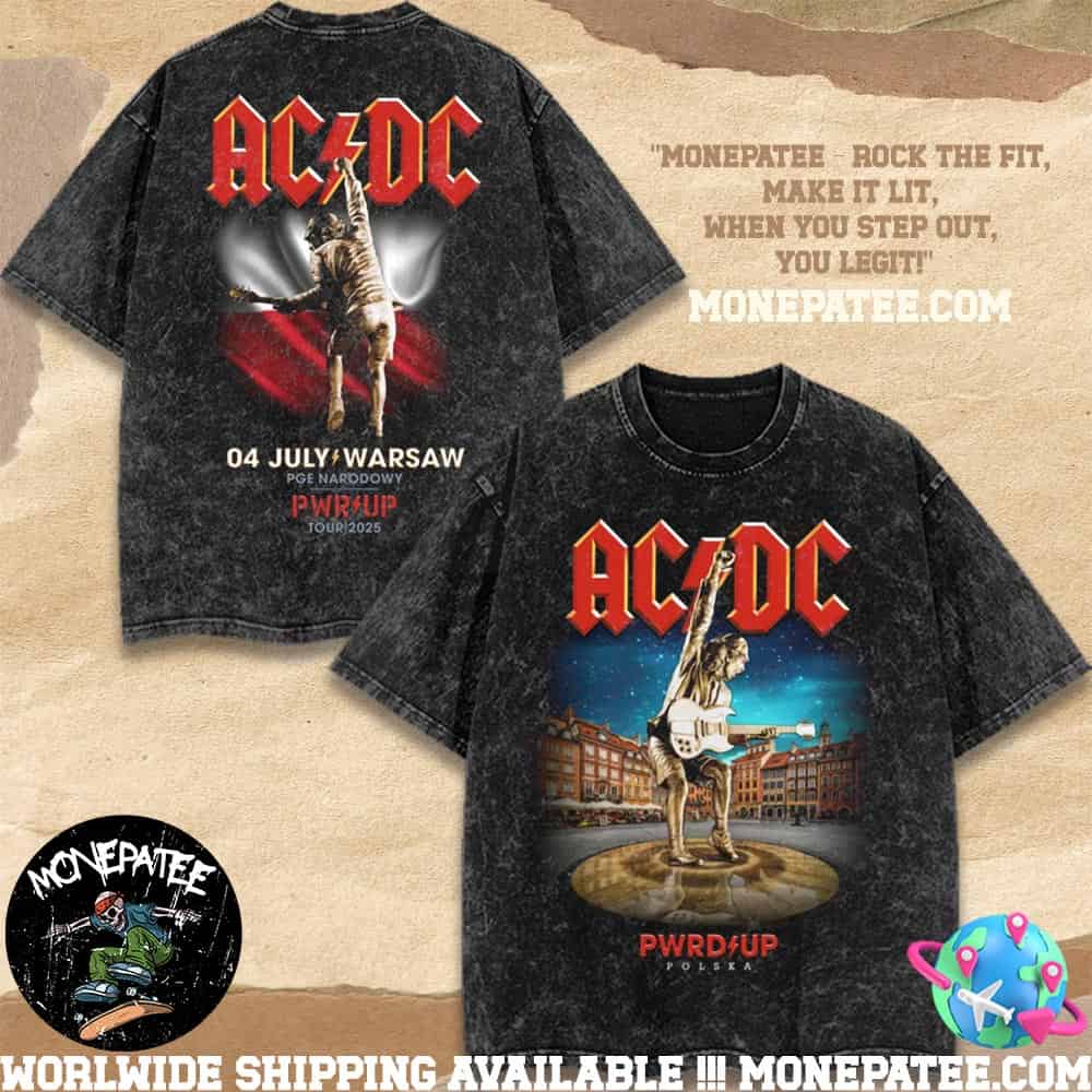 ACDC PWR Up Warsaw Polska 2025 Merch Washed Shirt At PGE Narodowy On July 4 2025 Monumental Voltage Tee ACDC PWR Up Warsaw Polska 2025 Merch Washed Shirt At PGE Narodowy On July 4 2025 Monumental Voltage Tee