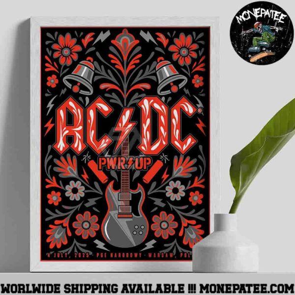 AC/DC PWR UP World Tour 2025 Concert Poster In Warsaw At PGE Narodowy On July 4 Home Decor Poster Canvas
