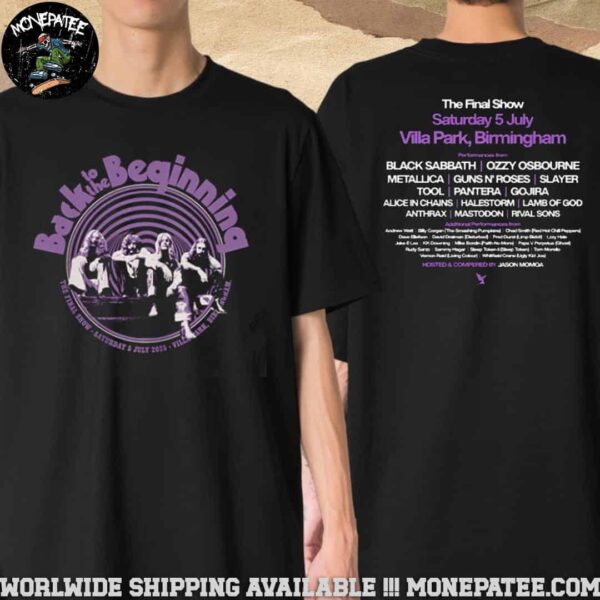 Black Sabbath Ozzy Osbourne Back To The Beginning 2025 The Final Show Event Tee Villa Park Birmingham UK July 5 Two Sided T-Shirt