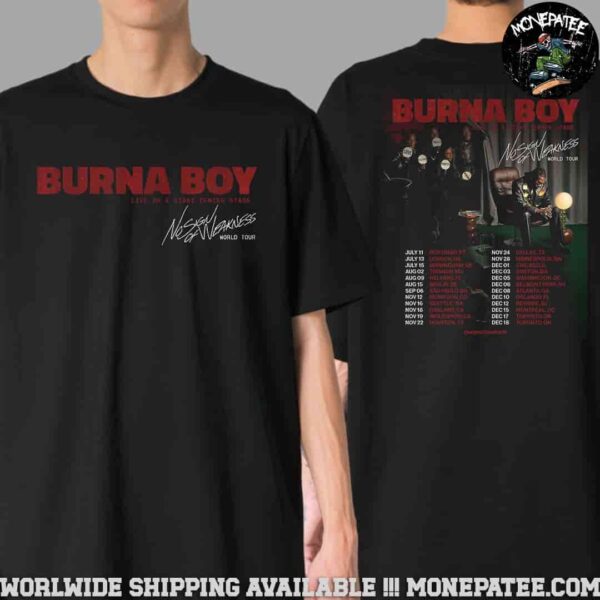 Burna Boy No Sign Of Weakness World Tour 2025 Live In Diant Center Stage Two Sided Unisex T-Shirt