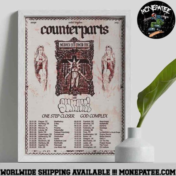 Counterparts Heaven Let Them Die EU UK Tour 2025 Dates List Decorative Poster Canvas