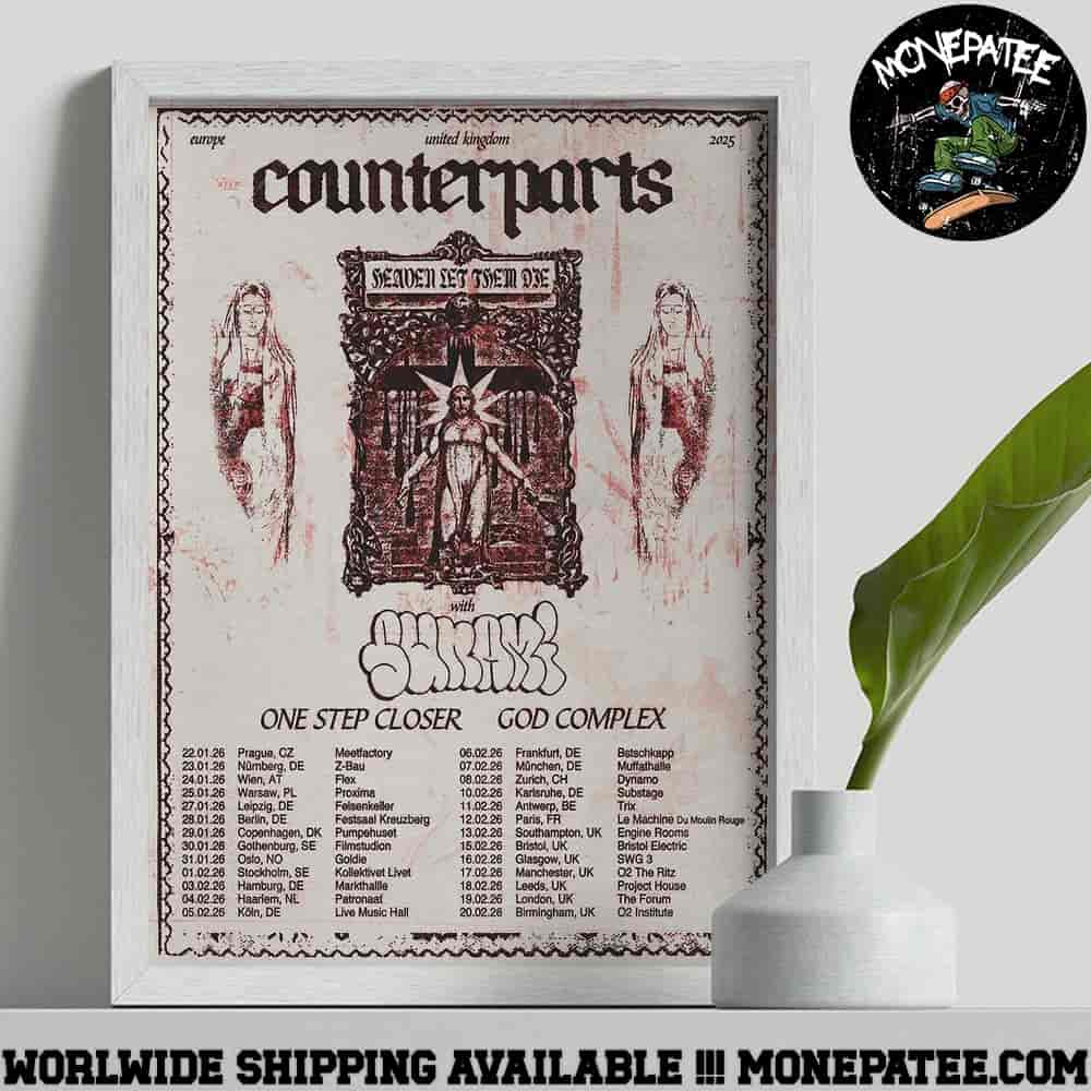 Counterparts Heaven Let Them Die EU UK Tour 2025 Dates List Decorative Poster Canvas Counterparts Heaven Let Them Die EU UK Tour 2025 Dates List Decorative Poster Canvas